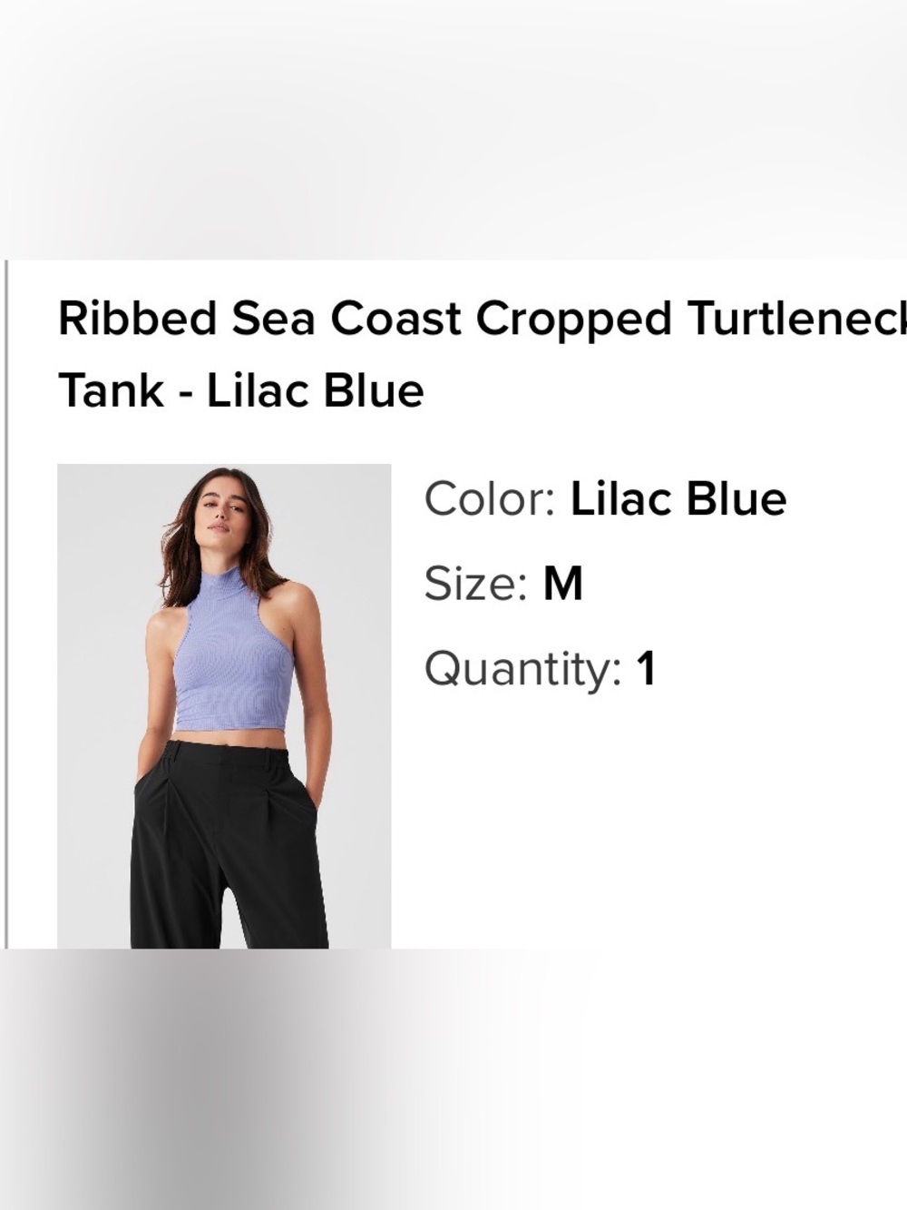 ALO Yoga Lilac Blue Cropped Turtleneck Tank